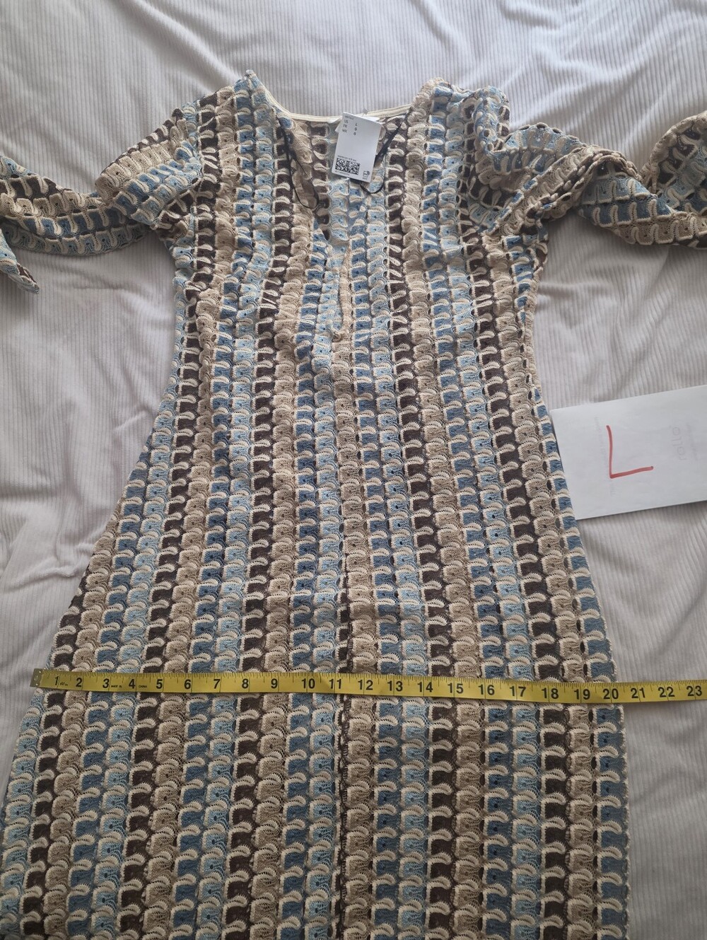 H&M Crochet-Look Maxi Dress Light beige/patterned Bnwt Unlined See-through - Picture 7 of 16